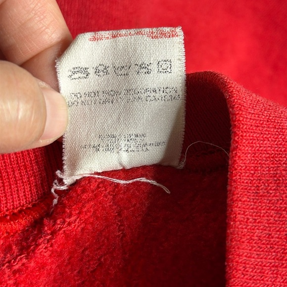 Vintage Fruit Of The Loom Red Blank Raglan Sleeve Crewneck Sweatshirt Medium - Picture 8 of 10